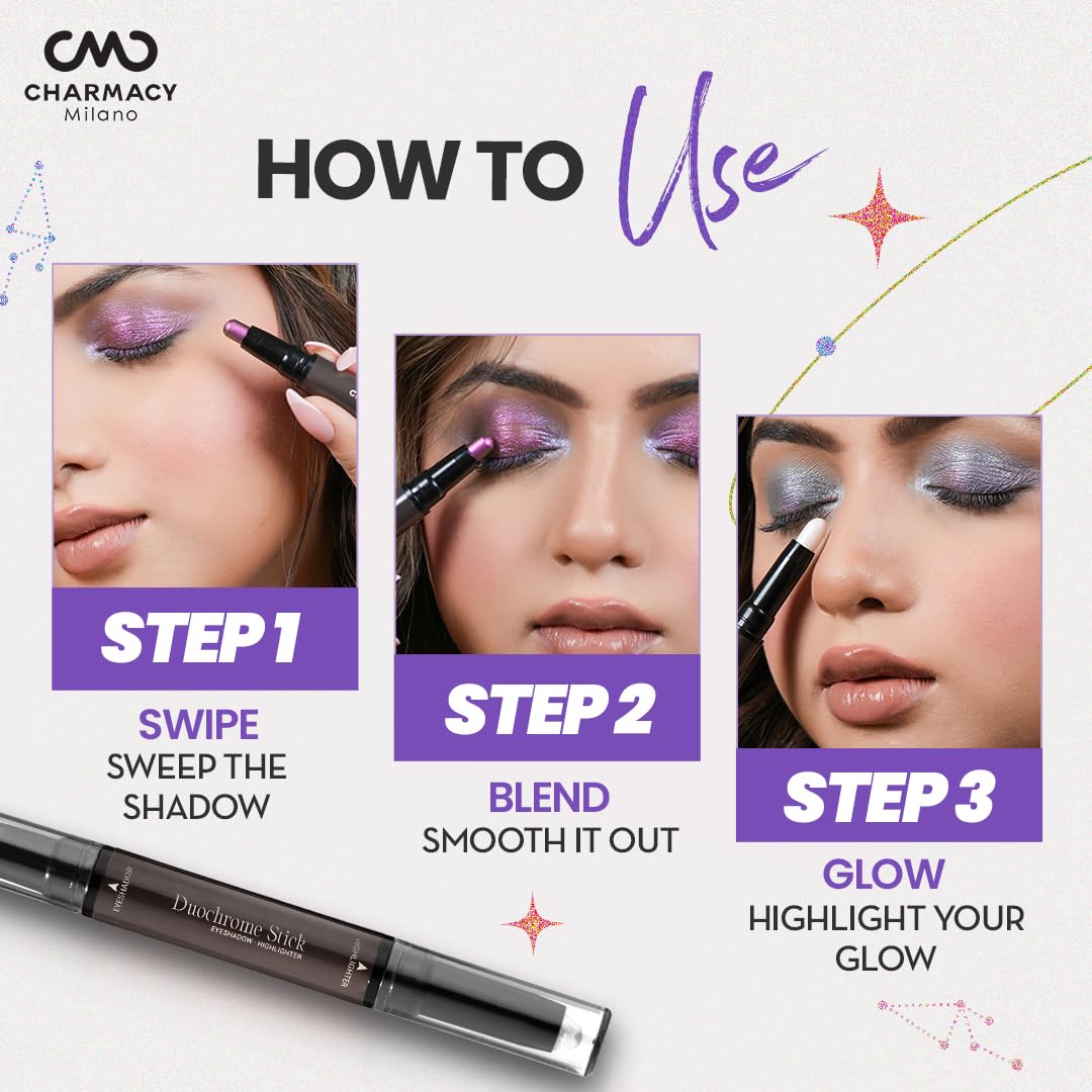 Charmacy Milano Zodiac Eyeshadow Stick - #905 Taurus, Dual-Ended, Highly Pigmented & Duochrome Eyeshadow, Enriched with Cacao Seed Butter, 1.8 Gms