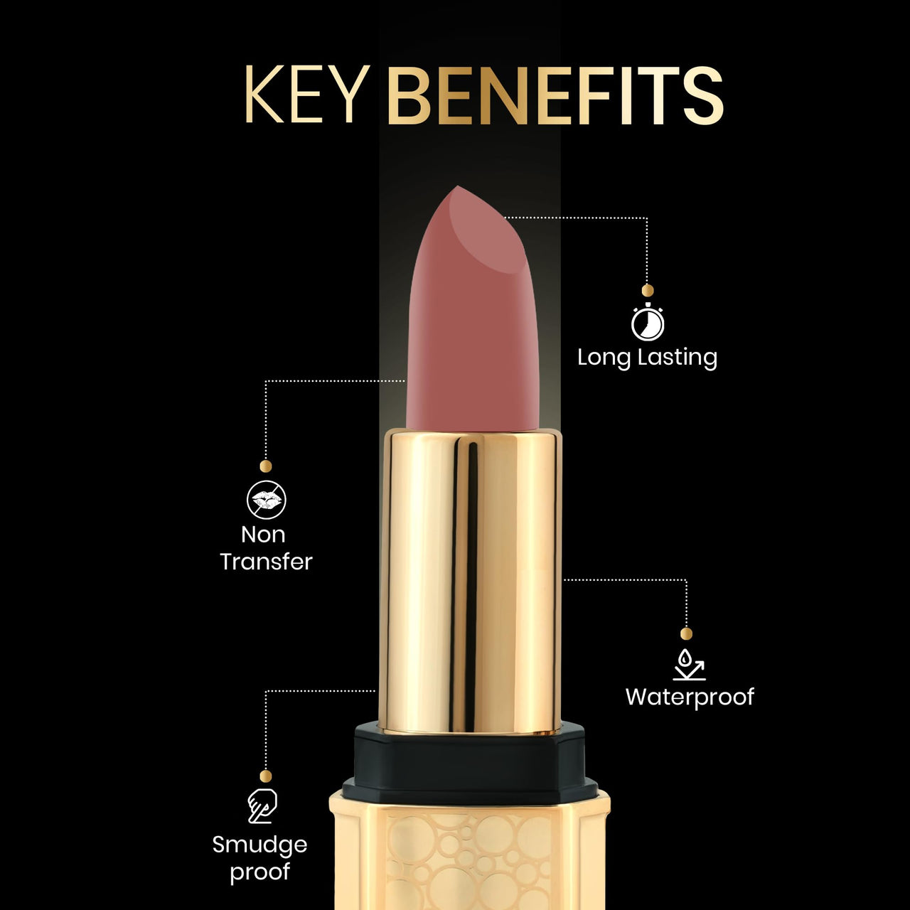 Beauty Berry Bold Babe Non-Transfer Matte Lipstick | Highly Pigmented, Lightweight, Smudge Proof & Waterproof Lipstick | Single Swipe Application, Long Lasting Lipstick for Women (Rouge)