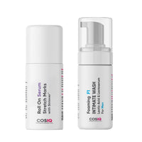 COSIQ Stretch Marks Removal Roll-On Serum and Intimate Wash Set, 40ml Serum, 100ml Men's Wash