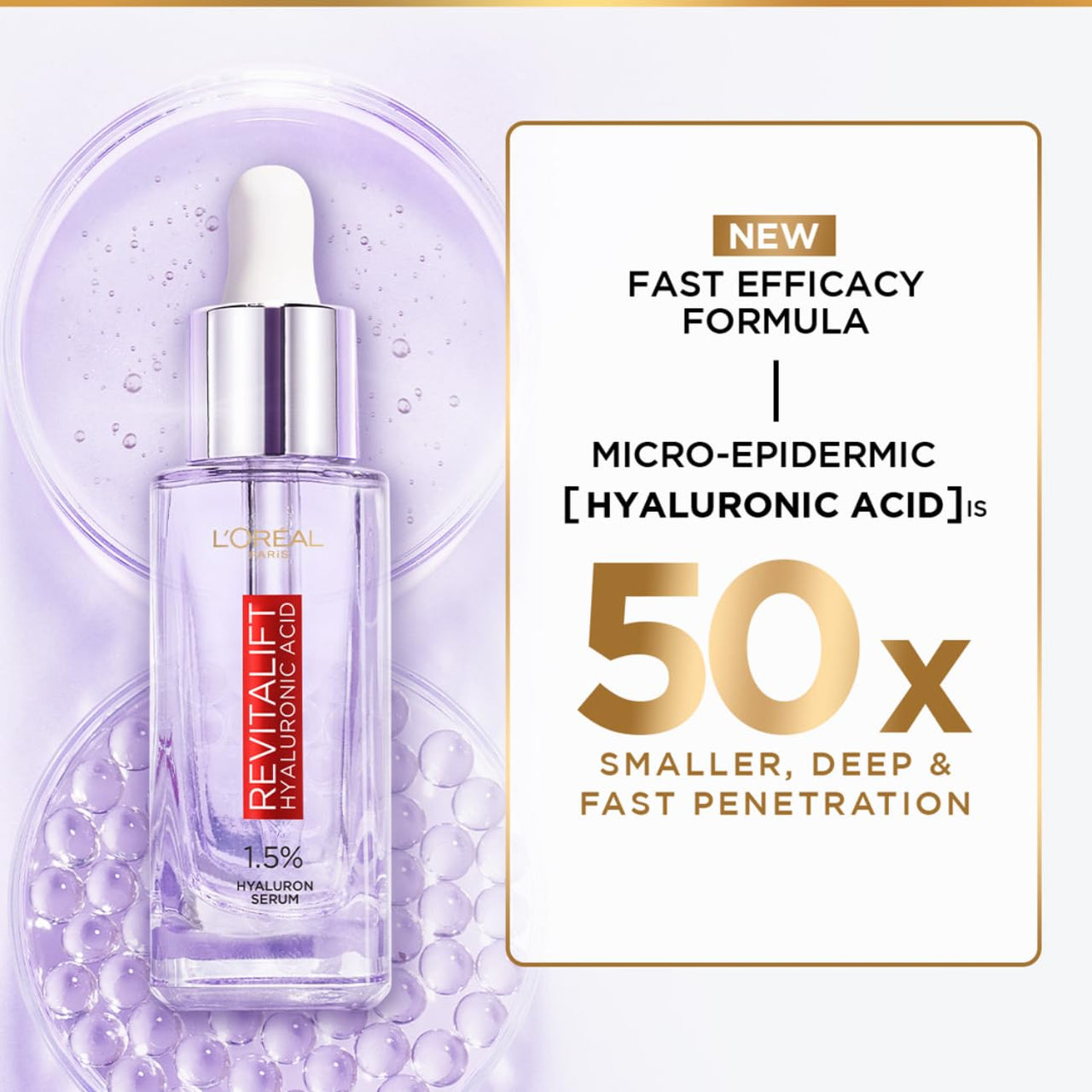 L'Oréal Paris Revitalift 1.5% Hyaluronic Acid Serum, Volume: 30ml, Intensely hydrates, smooths, and replumps skin, Fragrance free, paraben free, alcohol free formulation