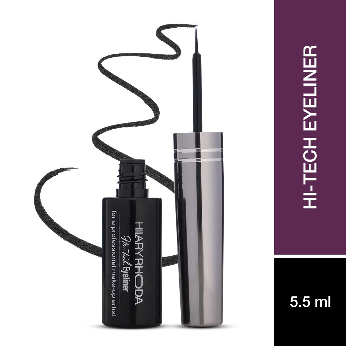 Hilary Rhoda Hi-Tech Eyeliner | Water-Proof & Smudge-Proof | Precision Tip for Women | Long-Lasting Formula | Intense Matte Finish | Quick-Drying Liquid | 5.5 ml