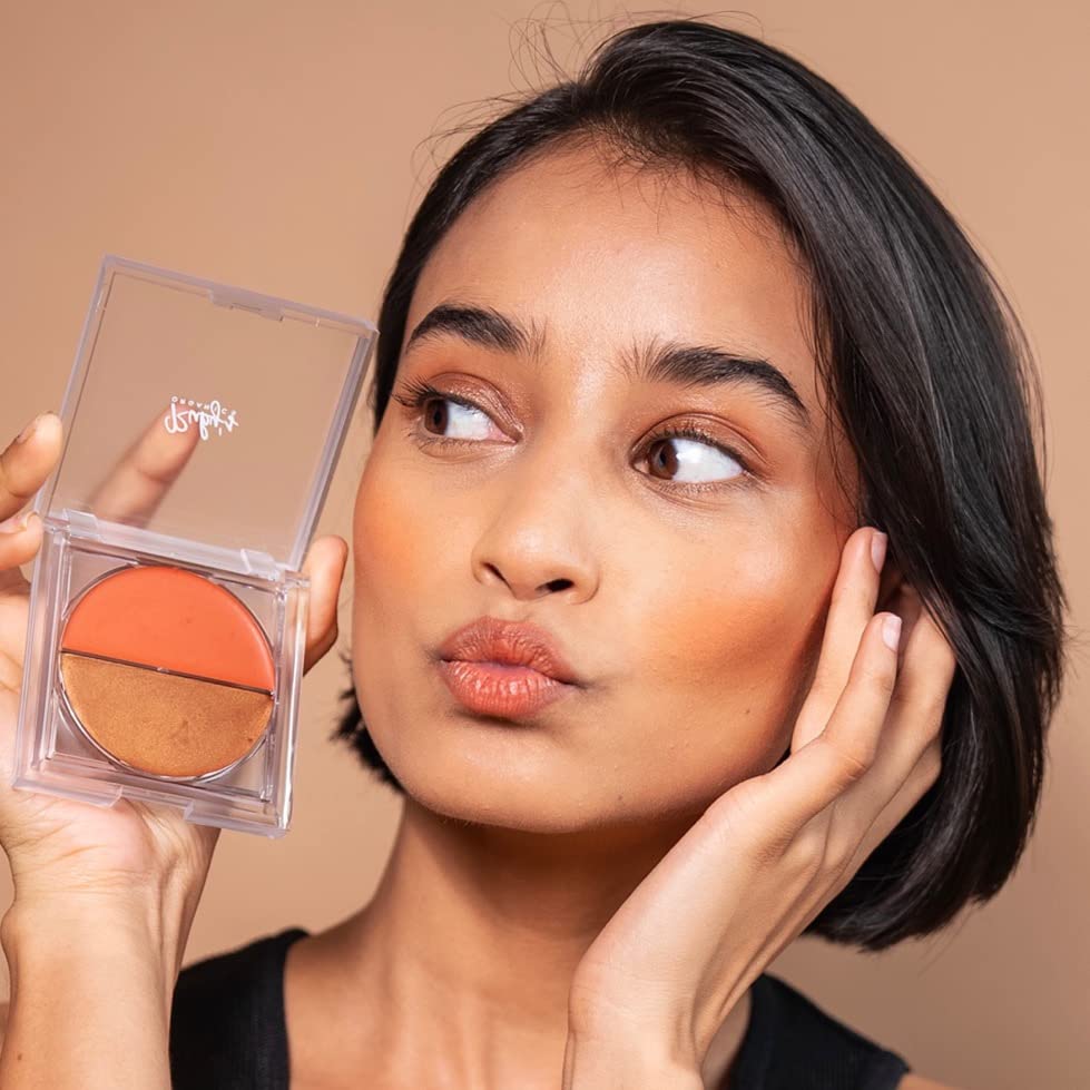 Ruby's Organics Cream Blush for Cheeks & Bronzer Duo Palette- Blusher for Face Makeup, Lightweight Flawless All Day Glow, All Skin Types, Natural &Paraben Free (Tan + Bronze) 9g