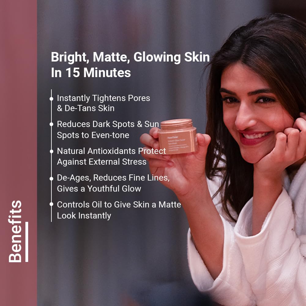 Neude FaceTime Instant Brightening Glow Face Mask 50ml – De-Tan Milk Face Pack with Yogurt Filtrate, Orange Oil & Kojic Acid for Glowing Skin, Blackhead Removal, Anti-Pigmentation & All Skin Types