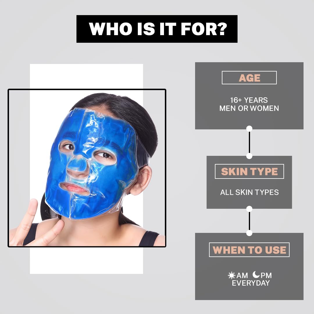 HOUSE OF BEAUTY Gel Face Mask With Adjustable Strap - Reusable Hot And Cold Compress Cryo Therapy At Home Ice Facial Mask For Puffy Eyes, Dark Circles And Stress - (Blue), (1 Count)