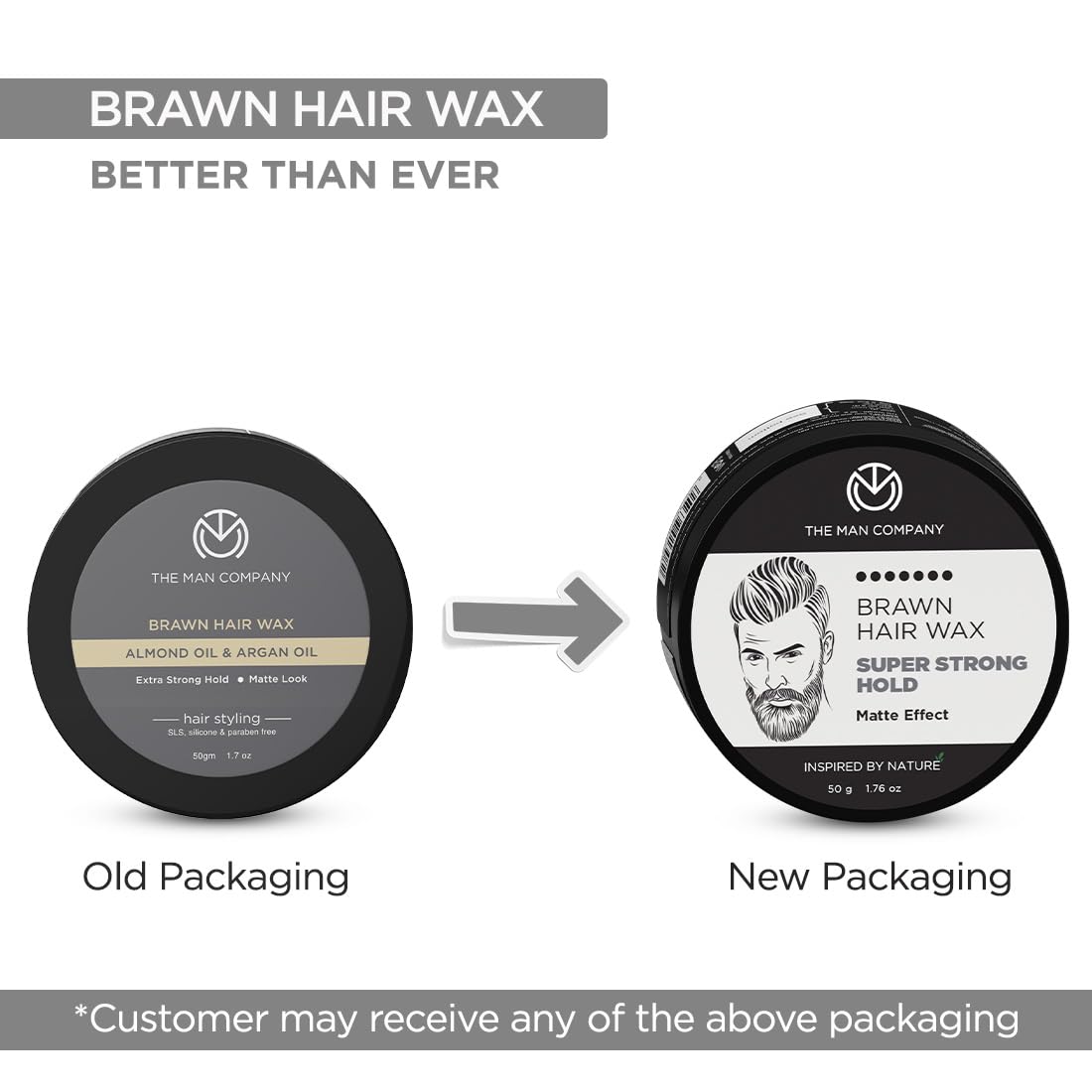 The Man Company Brawn Extra Stronghold Hair Wax for Men | Stylish Pomade Matte Finish | Hair Volumizer | Non - Sticky - 50gm
