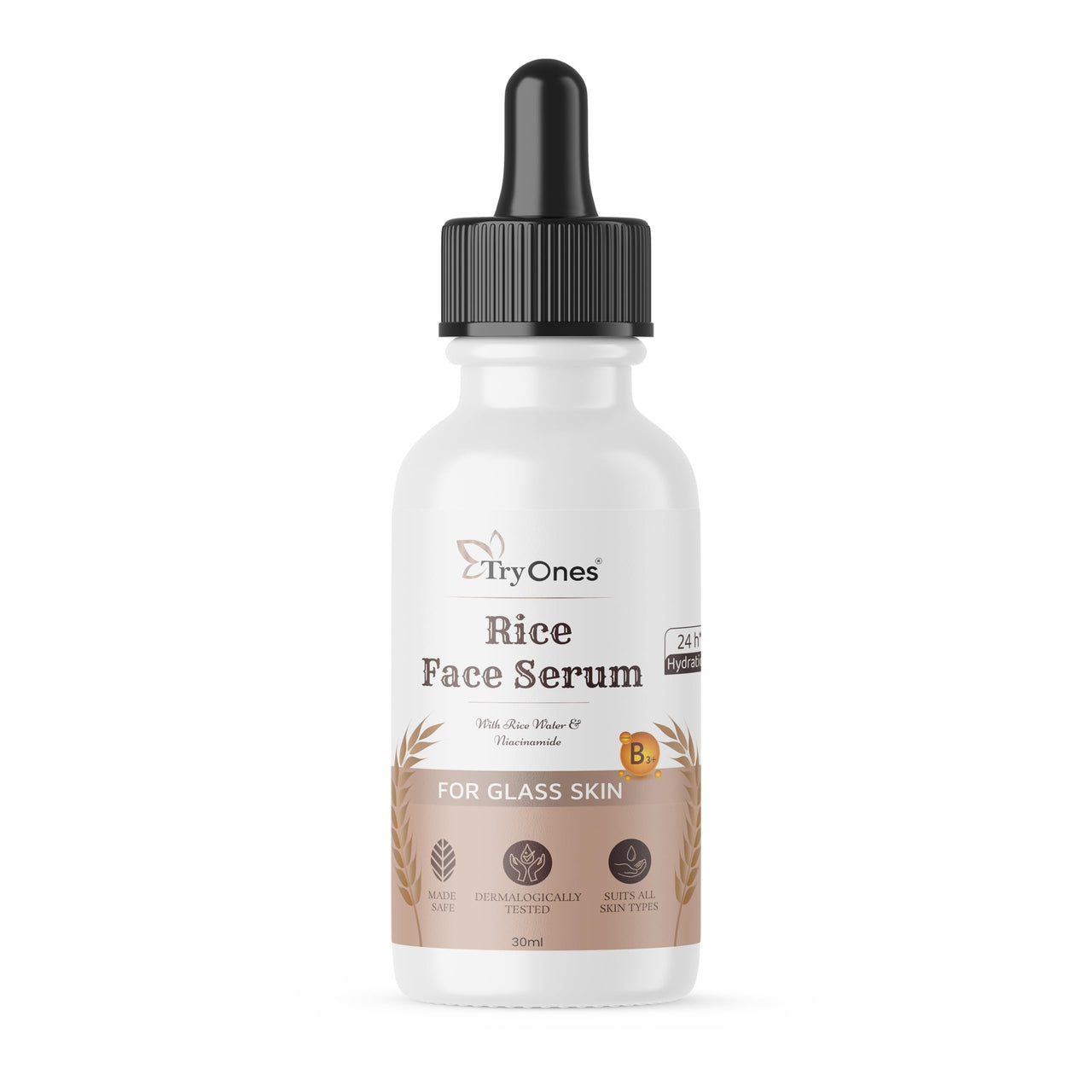 TryOnes Skin Naturals, Bright Complete 30X Vitamin C Booster Face Serum, Increases Skin's Glow Instantly and Reduces Spots Overtime for Men & Women_Rice Water Facial Serum_30ml