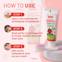 BabyOrgano Herbal Toothpaste for kids | 6+ Months | 100% Ayurvedic | Non Gel Formula | goodness of Babool and Mulethi | Strawberry Flavour | Fluoride & SLS Free | FDCA Approved - 50gm (Pack of 1)