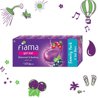 Fiama Gel Bar Blackcurrant And Bearberry, With Skin Conditioners For Moisturized, Radiant & Glowing Skin, 750g (125g - Pack of 6), Soap for Women & Men, For All Skin Types