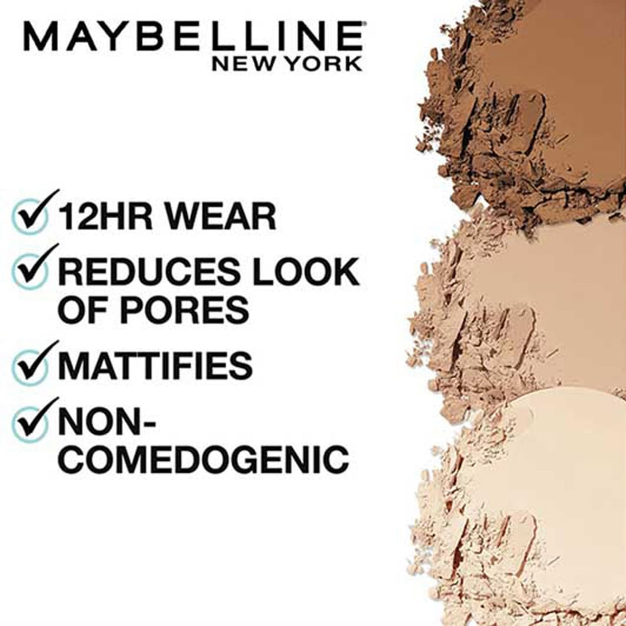 Maybelline New York Powder Foundation, Pressed Powder Compact, Mattifies Skin, Incl. Mirror and Applicator, Fit Me, 120 Classic Ivory, 8.5g