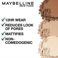 Maybelline New York Powder Foundation, Pressed Powder Compact, Mattifies Skin, Incl. Mirror and Applicator, Fit Me, 120 Classic Ivory, 8.5g