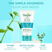 Simple Purifying Face Wash 150ml for oily, acne-prone, sensitive skin | 100% soap-free gentle cleanser for women & men