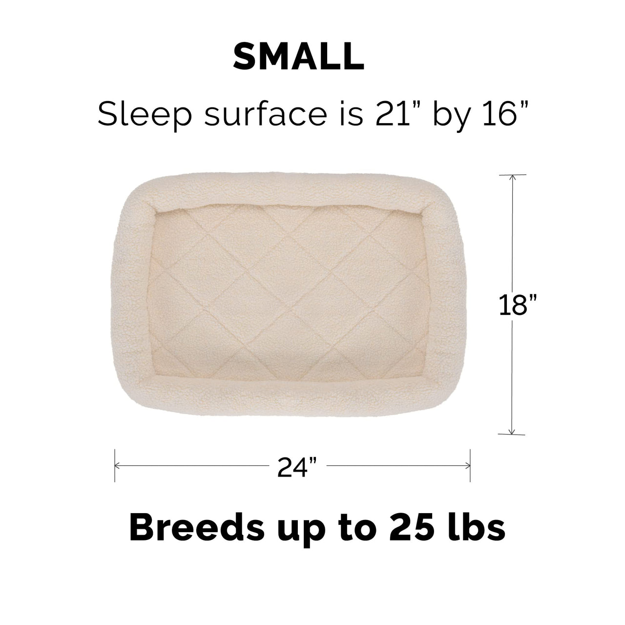 Furhaven Dog Bed for Small Dogs & Indoor Cats, 100% Washable, Sized to Fit Crates - Sherpa Fleece Bolster Crate Pad - Cream, Small Sherpa Fleece (Cream)
