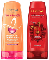 L'Oréal Paris Conditioner,For Long and Lifeless Hair, Dream Lengths, 192.5ml & L'Oréal Paris Conditioner, Vibrant & For Colour-treated Hair, Colour Protect, 192.5ml