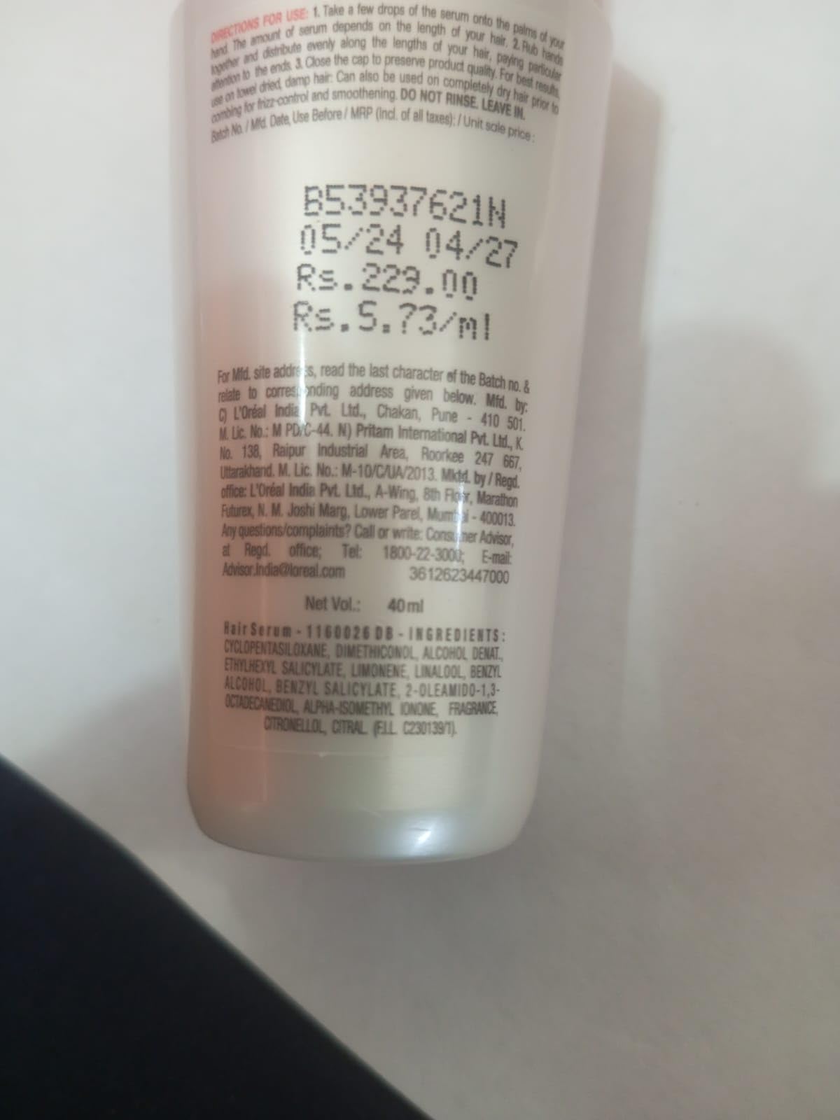 L'Oreal Paris Fall Resist 3X Anti-Hairfall Shampoo (180ml) + L'Oreal Paris Total Repair 5 Hair Serum (40ml)
