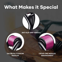 mars by GHC 0.5mm Derma Roller: 540 Titanium Micro Needles for Hair Growth & Beard Care | Minimize Hair Fall, Boost Follicle Stimulation | User-Friendly, Safe & Effective (Pack Of 2)
