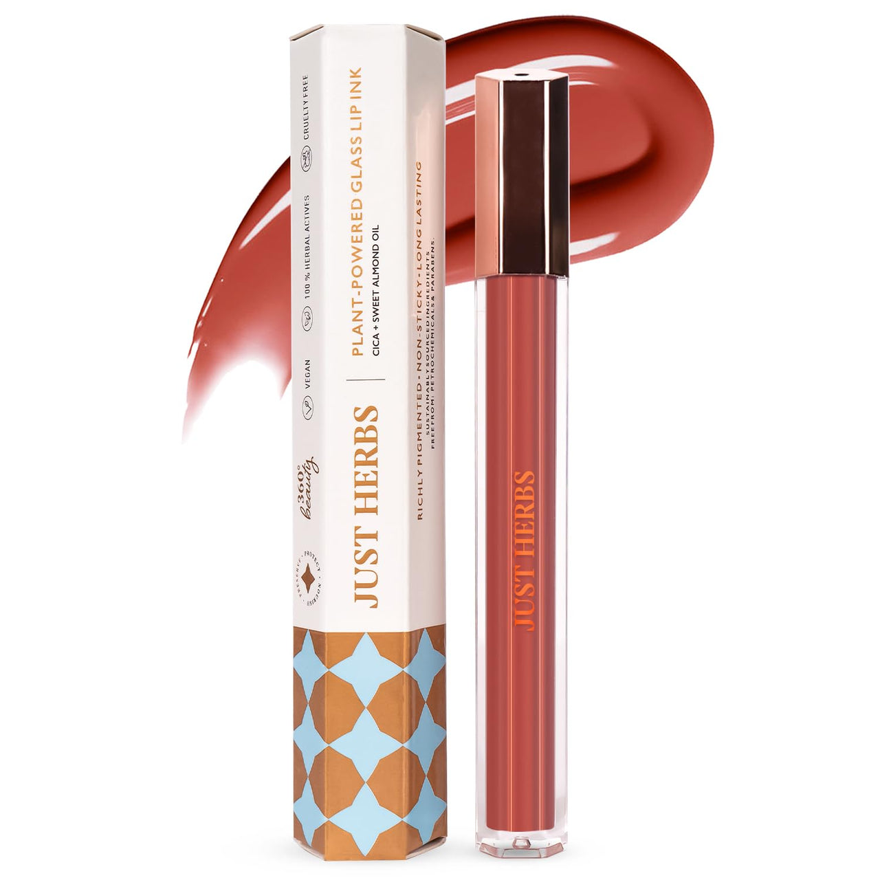 Just Herbs Lip Ink Lipstick Cica Infused Transfer Proof Long Lasting Plant Powered Lipstick for Women 2 ml (Cozzy Mocha)