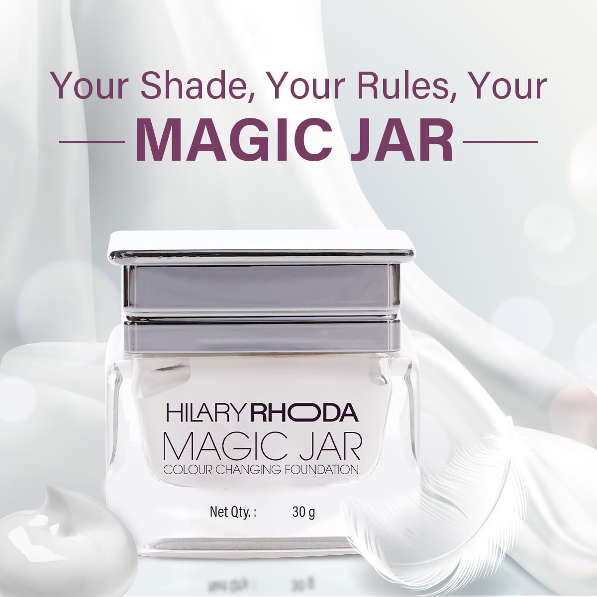 Hilary Rhoda Magic Jar Colour Changing Foundation Cream For All Skin Types | Buildable Coverage | Long Lasting & Weightless Formula | Crease-Free Foundation | Cruelty-Free | Satin Finish | 30G