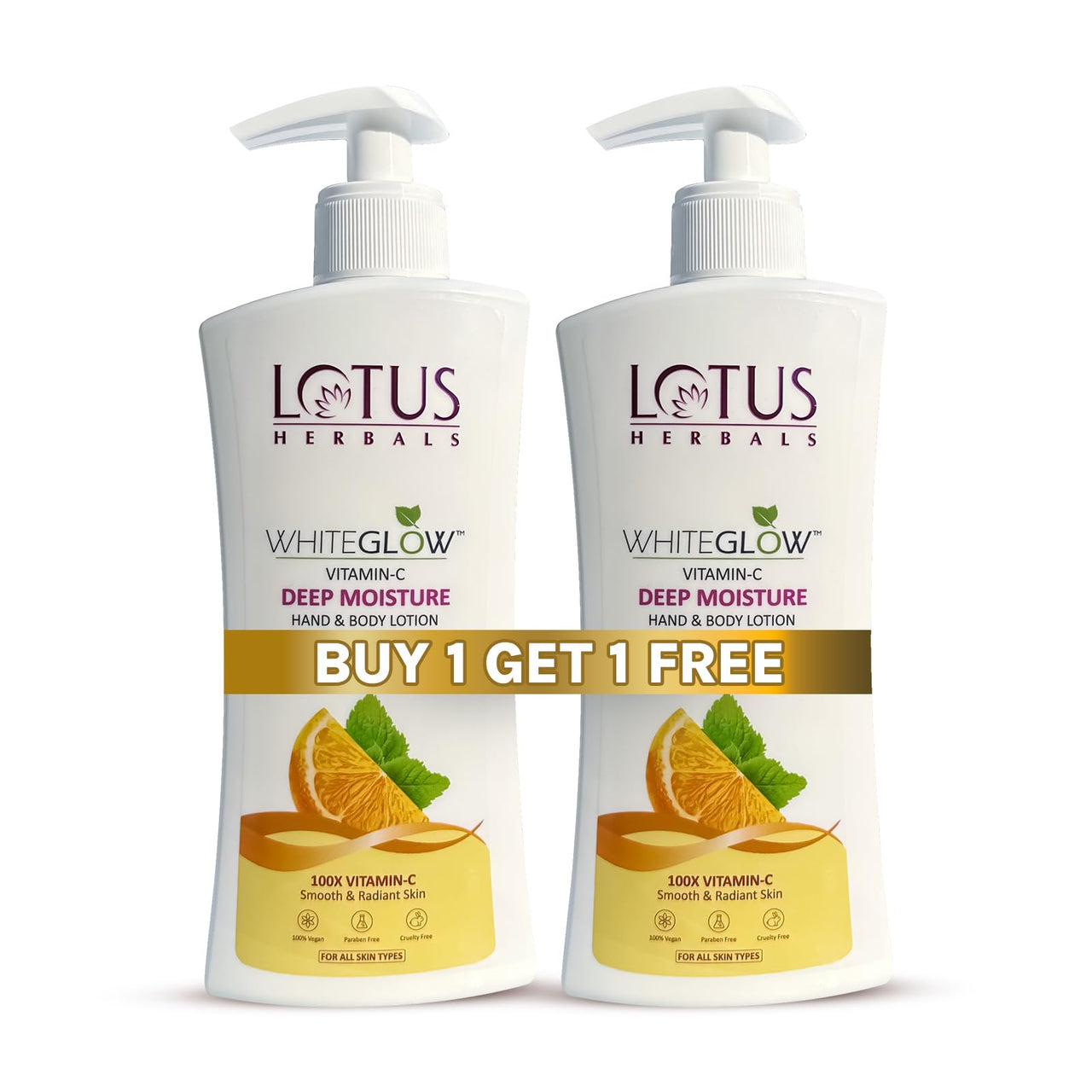 Lotus Herbals Vitamin C Deep Moisture Hand & Body Lotion, Moisturizer for Dry Skin, Moisturizer for Women & Men, 400ml + 400ml - BUY 1 GET 1 FREE
