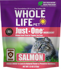 Whole Life Pet Just One Salmon - Cat Treat Or Topper - Human Grade, Freeze Dried, One Ingredient - Protein Rich, Grain Free, Made in The USA Salmon Fillet 7.5 Ounce (Pack of 1)