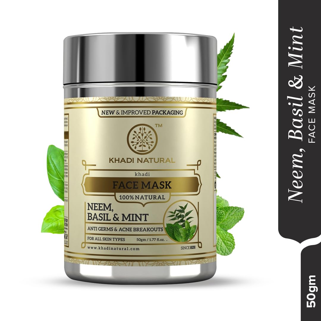 KHADI NATURAL Neem, Basil and Mint Anti Acne Face Mask, 50g
