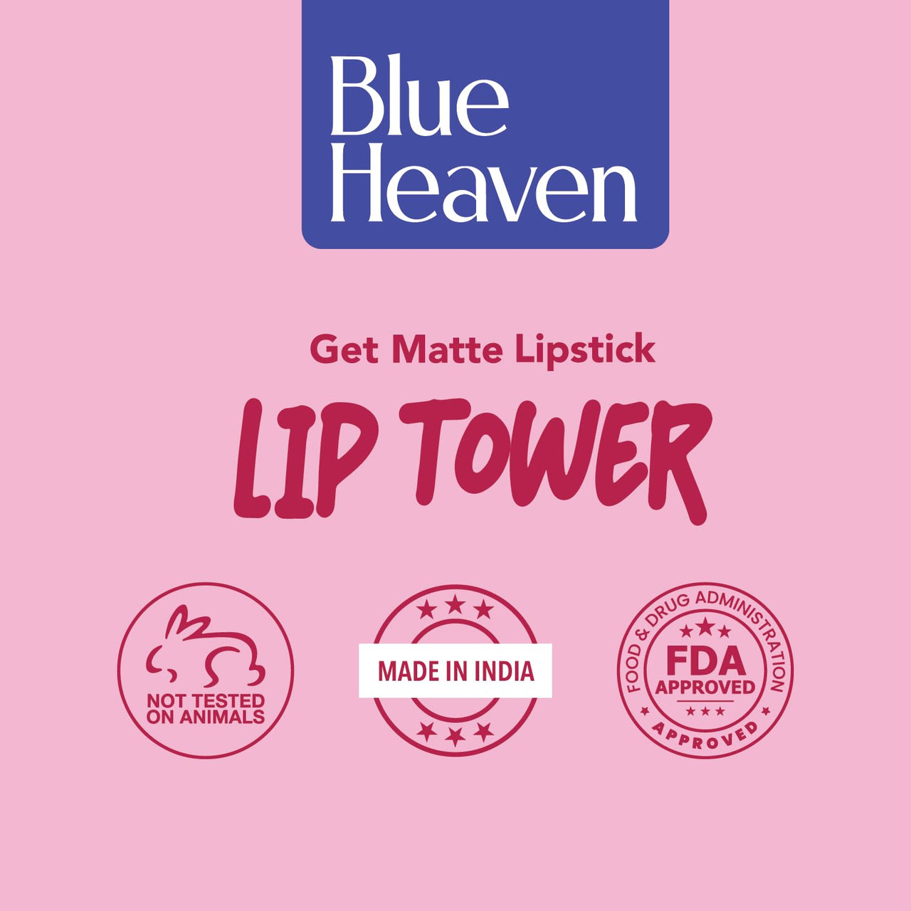 Blue Heaven Get Matte Lip Tower 4-in-1 Stackable Lipstick Combo Set | Moisturizing & Lightweight | Smooth Matte Finish |Intense Color Payoff| Easy to Carry, 6gm