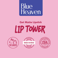 Blue Heaven Get Matte Lip Tower 4-in-1 Stackable Lipstick Combo Set | Moisturizing & Lightweight | Smooth Matte Finish |Intense Color Payoff| Easy to Carry, 6gm