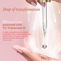 The Pink Foundry 15% Vitamin C Face Birghtening Serum | for Glowing Skin | Improves Dull Skin with 7% Transcutol-P, Phloretin & Rice Water | Light Weight & Non-Greasy | All Skin Types | Vegan | 30ml