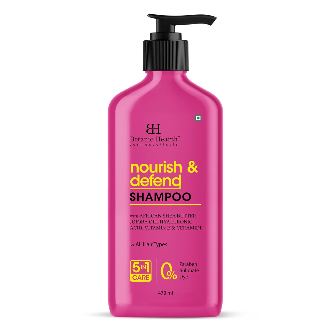 Botanic Hearth Nourish & Defend Shampoo with Hyaluronic Acid & Jojoba Oil | Deeply Moisturizing & Damage Protection | Strengthens & Softens Hair | Sulfate & Paraben Free, 473ml