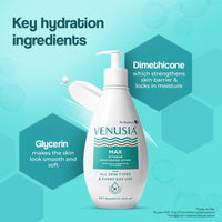 VENUSIA Max Moisturiser Lotion For Everyday Use for Dry Skin, Contains Shea Butter, Mango Butter, Aloe Butter & Cocoa Butter. Paraben Free & Non irritant formula, Dermat Recommended,300 g
