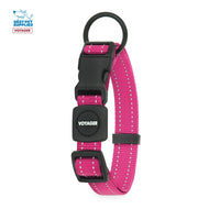 Voyager Reflective Dog Leash Collar Set with Neoprene Handle Supports Small, Medium, and Large Breed Puppies, Cute and Heavy Duty for Walking, Running, and Training - Fuchsia, M