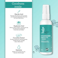 BAKE 10% Glycolic Acid Toner with Hyaluronic Acid | Targets Hyperpigmentation | Pore Tightening Toner for Face & Underarms | For Combination skin, Oily, Acne Prone skin | Alcohol Free Toner | 100ml