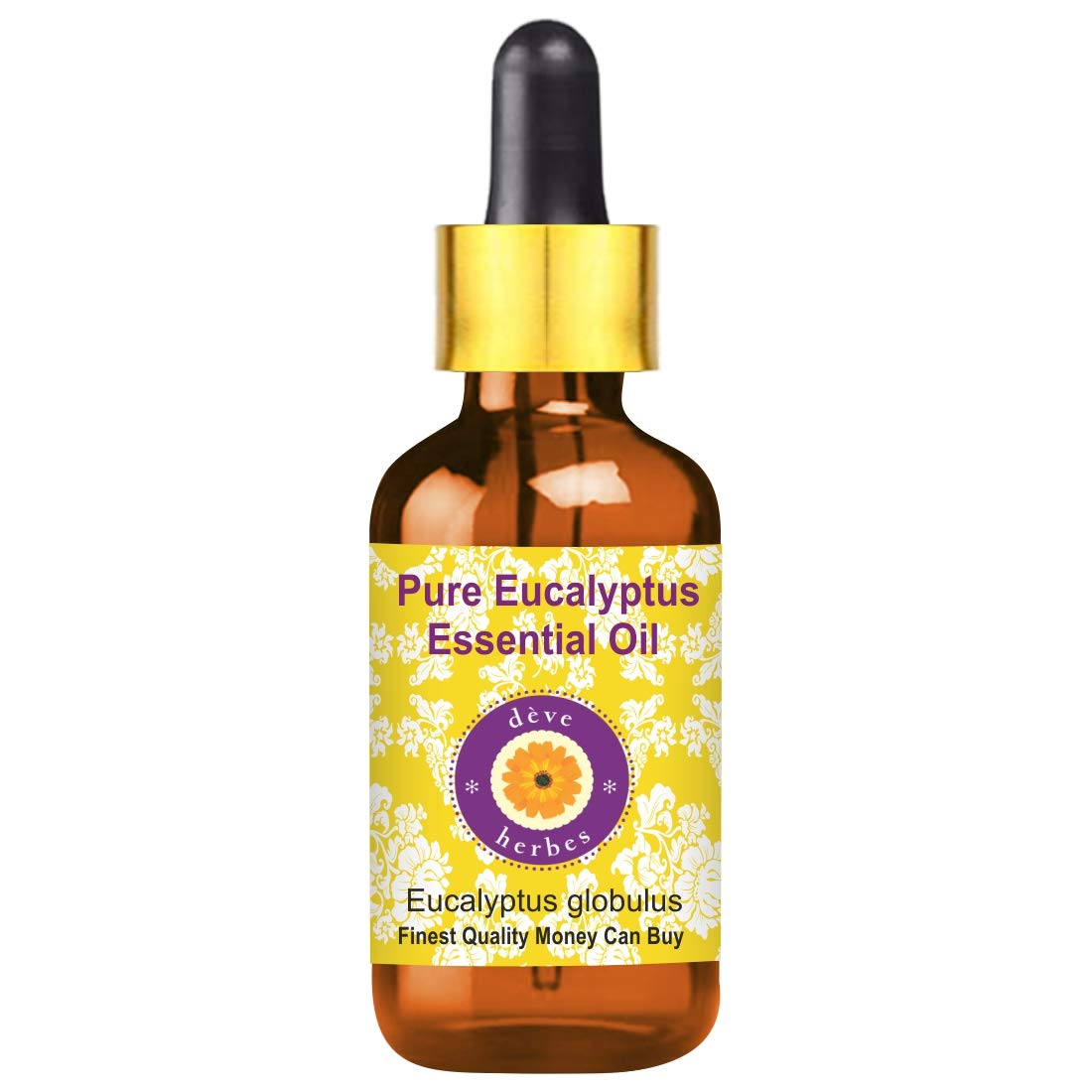 Deve Herbes Pure Eucalyptus Essential Oil (Eucalyptus globulus) with Glass Dropper Steam Distilled 50ml
