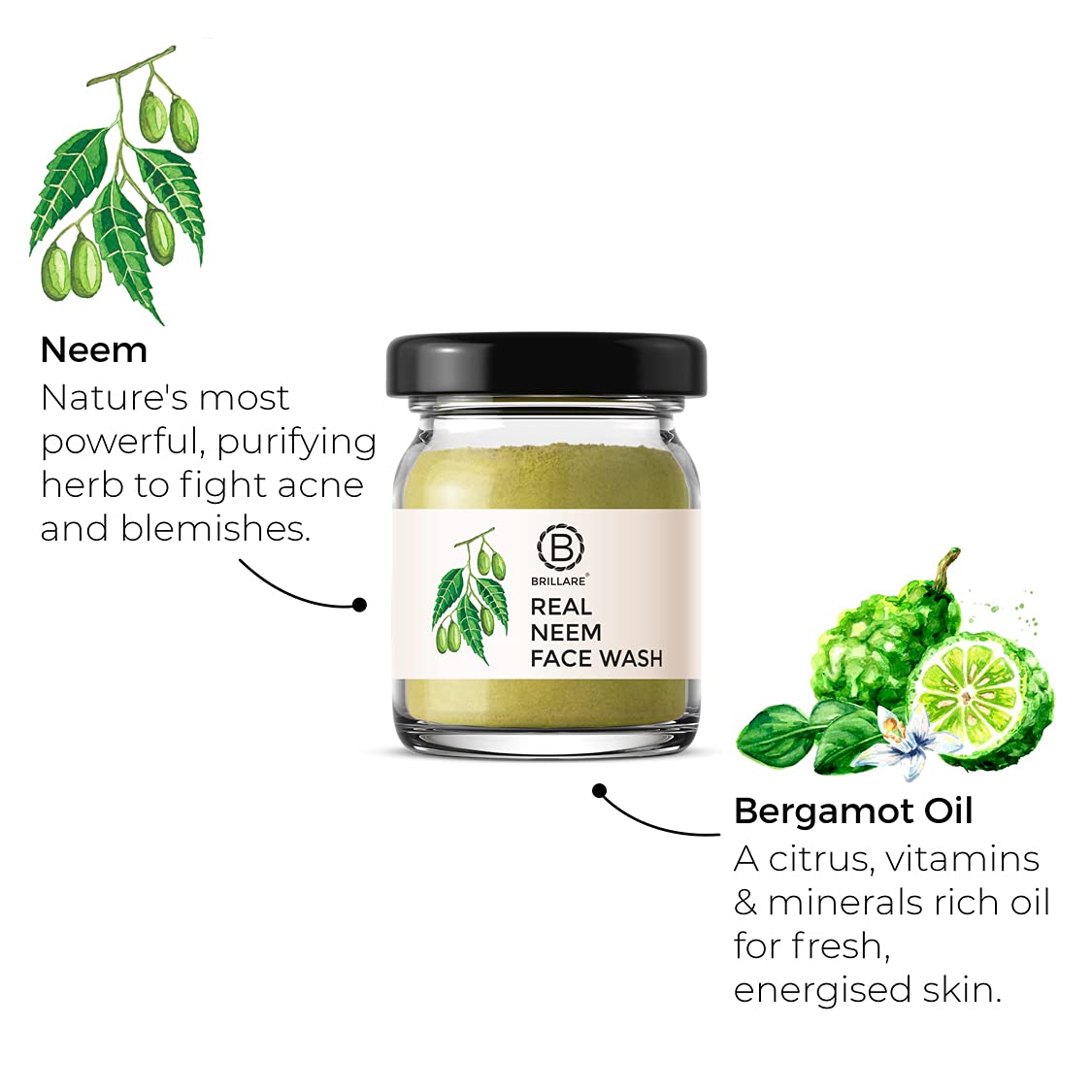 Brillare Rose Face Wash | Anti Ageing Skin | Sandalwood & Coconut Face Wash for Hydration| 15g & Brillare Neem Face Wash | for Acne & Pimples | with Bergamot for Clear Skin| 15g Combo