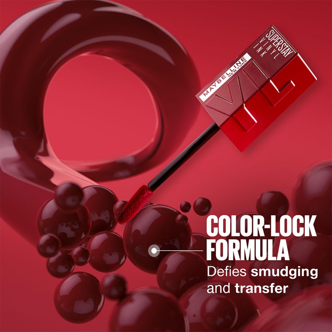 Maybelline New York SuperStay Vinyl Ink Liquid Lipstick - Striking, Instant Shine & Transfer Proof. SuperStay Vinyl Ink Liquid Lipstick Last Up To 16 Hours, Enriched With Vitamin E | 4.2ml