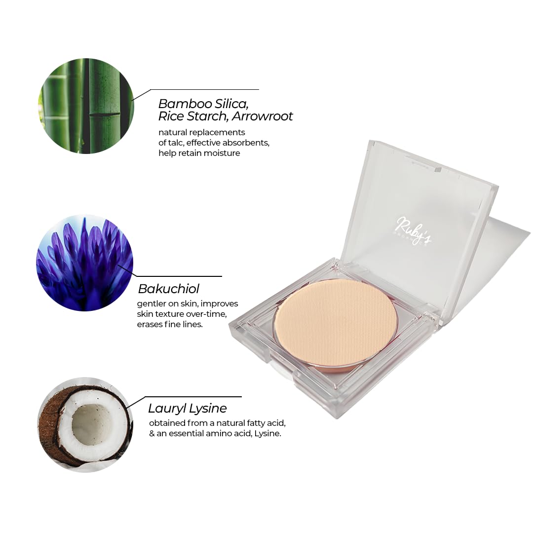 Ruby's Organics Compact Setting Powder- Matte Finish Poreless with SPF for Women All Skin Types, Face Makeup, Controls Oil, Conceals & Radiant Skin, Natural, Cruelty, Vegan & Paraben Free - Shade SP4, 9g