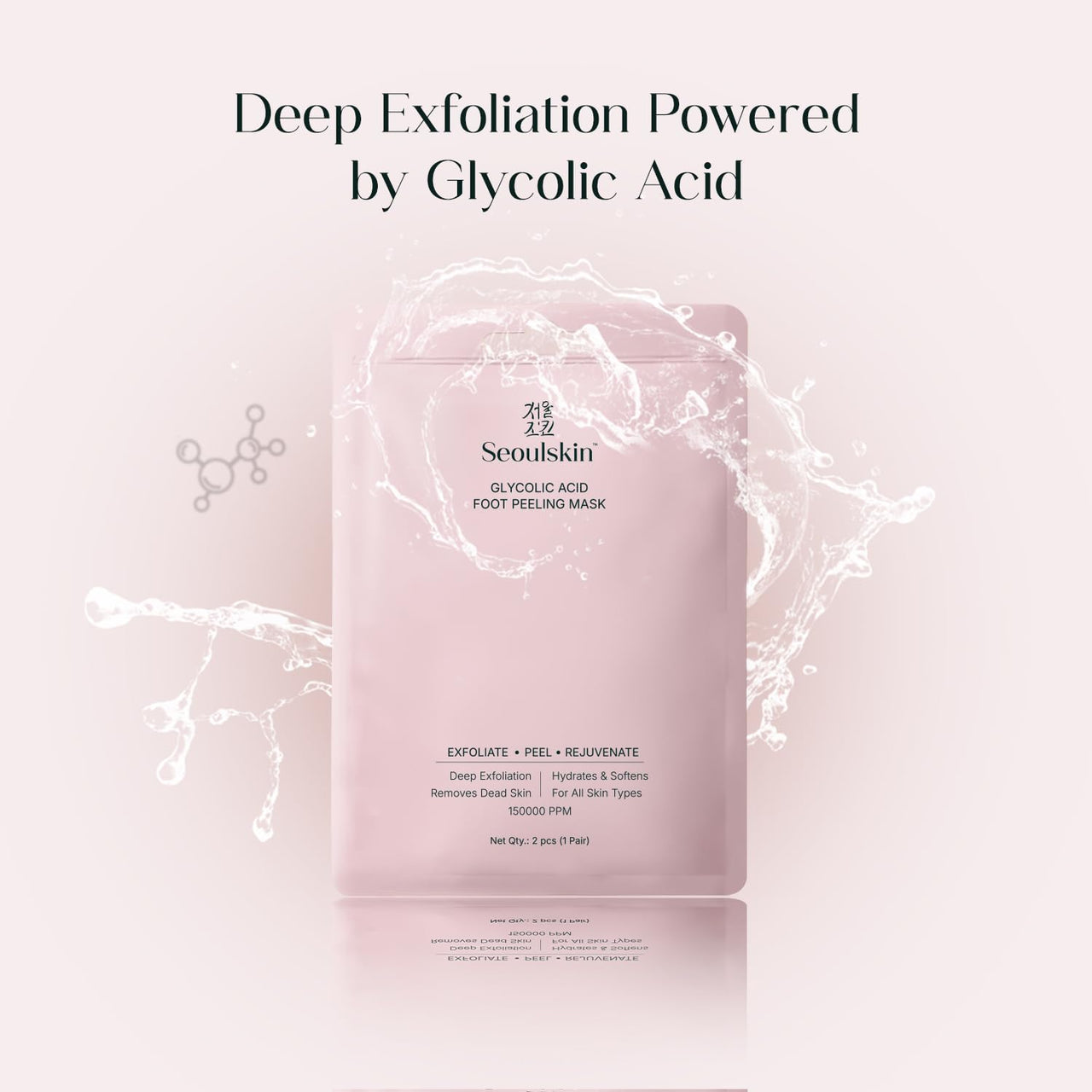 SeoulSkin Glycolic Acid Foot Peeling Mask, 150000 PPM (1 Pair) Korean Peeling & Exfoliating | Deep Exfoliation with Glycolic Acid, Hydrates & Softens, Removes Dead Skin, Cruelty-Free, Vegan, Paraben-Free Foot Peel Off Mask for All Skin Types