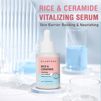 Glamveda Rice Water & Ceramide Vitalizing Serum Skin Barrier Building & Nourishing | For Dry, Sensitive & Combination skin | No Paraben, Sls | 30ml