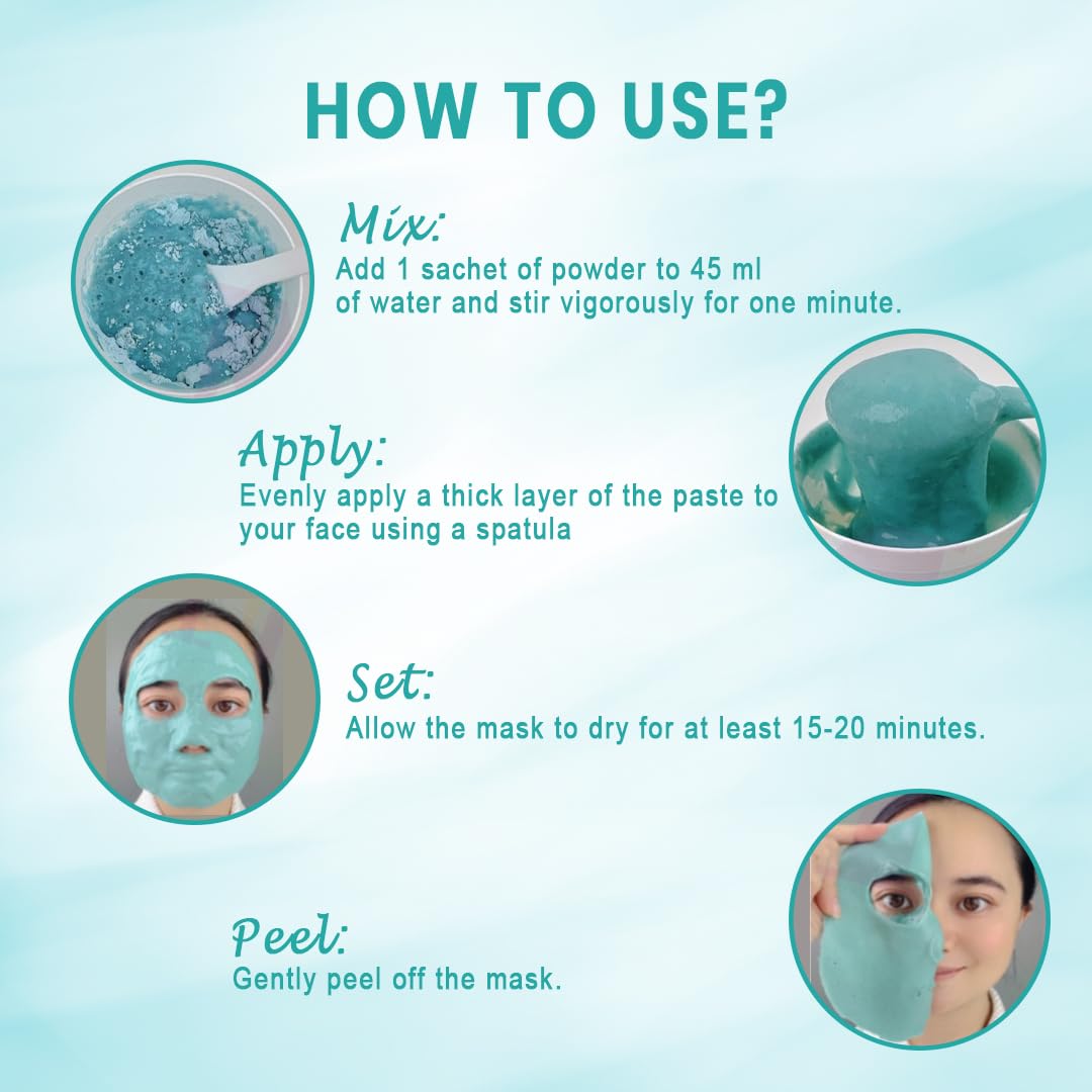 OCEGLOW-Powerful Marine Extracts Lavender Brightening Peel-Off Powdered Mask | Pack Of 7 Individual Sachets | Fights Acne, Controls Oil, Deep Cleanses, Soothes & Rejuvenates Skin | For Radiant Glow