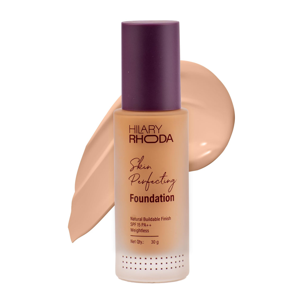 Hilary Rhoda Skin Perfecting Foundation | With SPF 15 | Super Matte Finish | Full Coverage | Oil-Control & Paraben-Free | 6 Shades | Conceals Fine Lines & Blemishes | 30g (Spiced Sand| Shade 05)