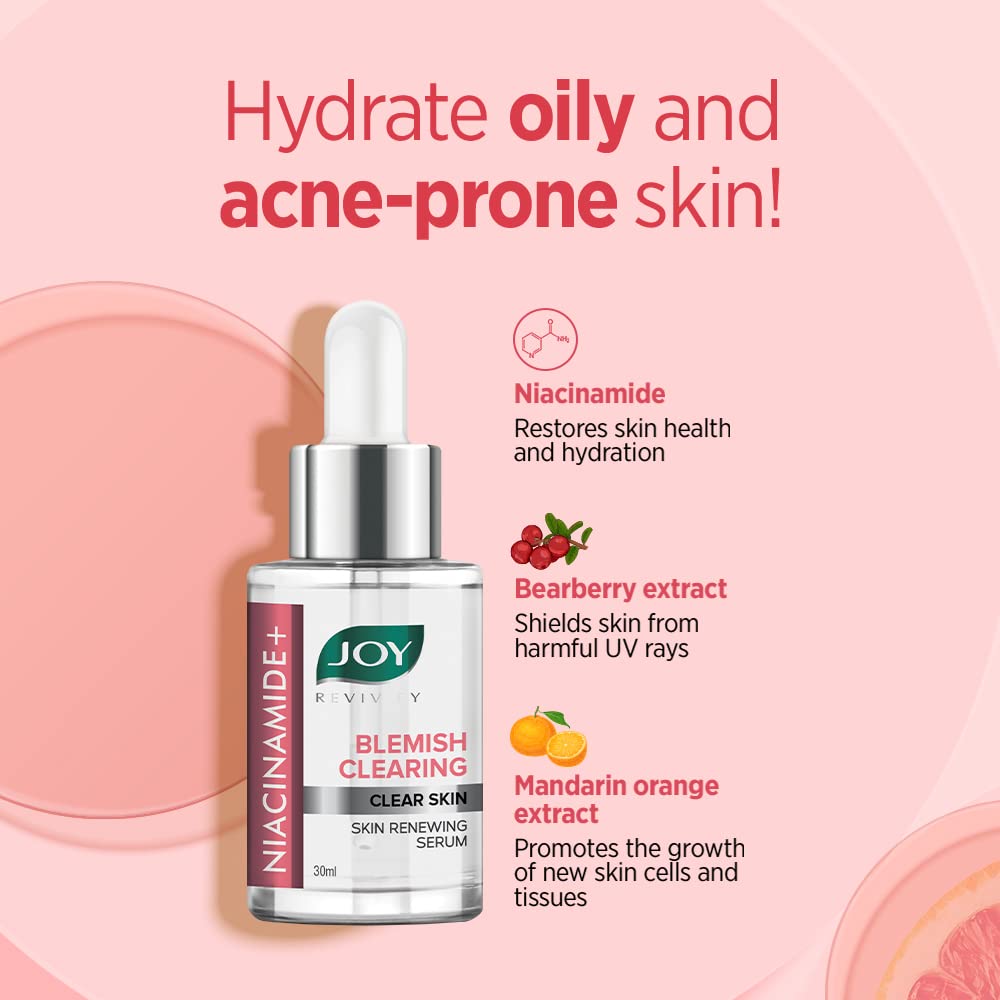 Joy Blemish Clearing Niacinamide Face Serum for Clear Skin | Skin Renewing Serum for Improving Skin Complexion | Suitable for Men & Women - And All Skin Types (30ml)