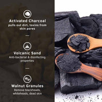 Ustraa Face Scrub for Men - 100g - with Activated charcoal, Tahitian Volcanic Sand & Walnut Granules - Great for Exfoliating skin & facial detox, Fights blackheads - For All Skin type