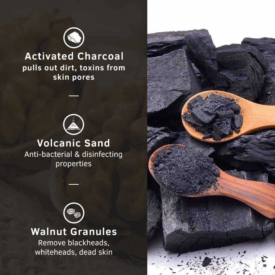 Ustraa Face Wash - Mint Cool - For Dry to Normal Skin - 100g | Reduces Moisture Loss & Activated Charcoal Face Scrub - 100g | with Tahitian Volcanic Sand & Walnut Granules | Fights Blackheads