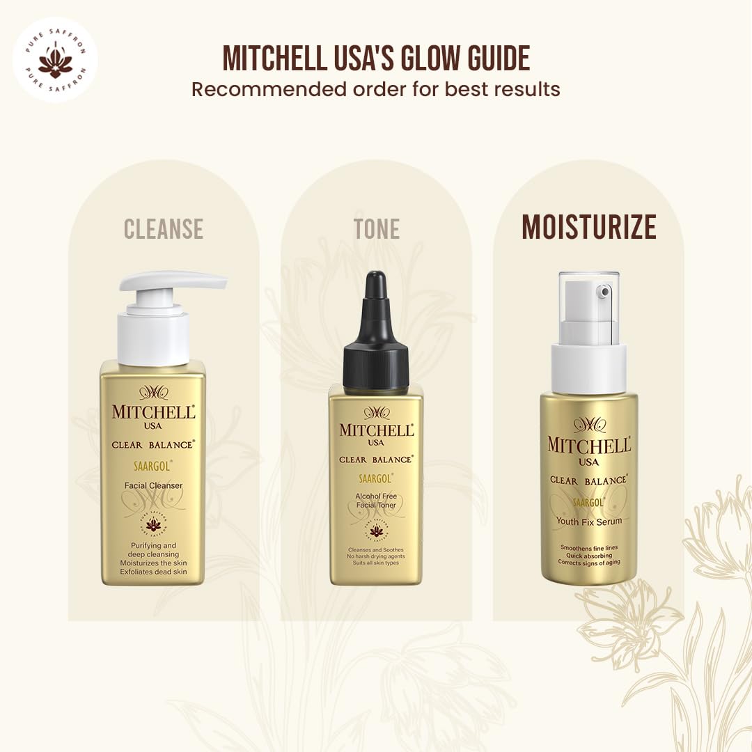Clear Balance Saargol Youth Fix Serum - For Hydrating, Conditioning, Tightening, and Brightening of Skin | Lightweight Anti-Aging Formula Infused with Saffron, Barley Extracts, and Cucumber Extracts | For All Skin Types | Men and Women | 30 ml