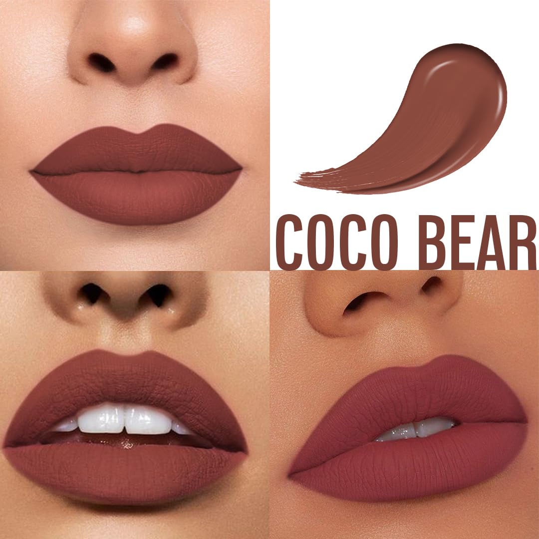Charmacy Milano Stunning Longstay Liquid Lipstick (Coco Bear 23) - 5.6 ml, Velvet Intense Matte Finish, 12 Hours, SmudgeProof, WaterProof, KissProof, One Swatch Application