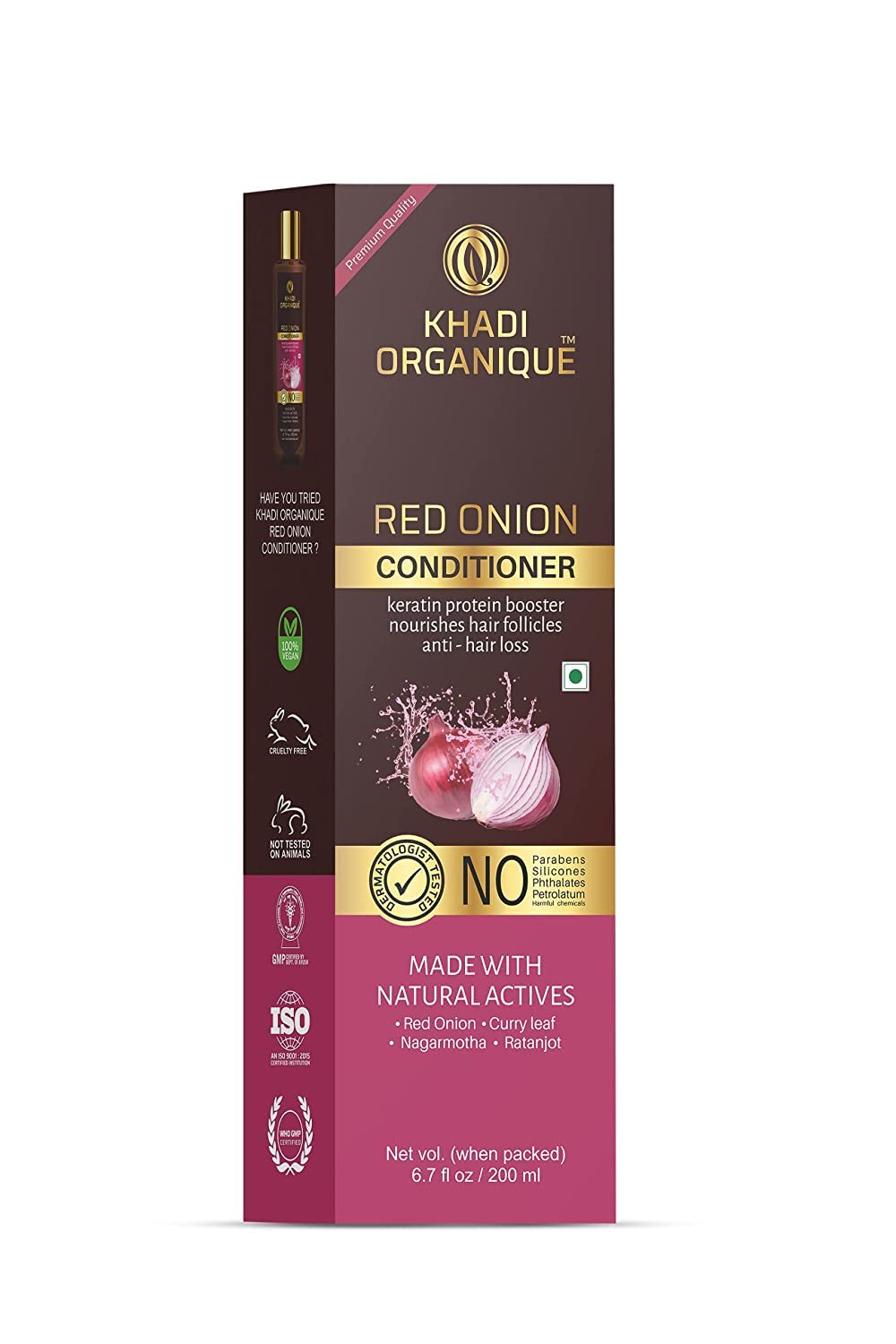 Khadi Organique Red Onion Hair Conditioner With Keratin Protein Booster (SLS & PARABEN FREE) (Red Onion Conditioner (Pack of 2))