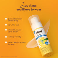 WOW Skin Science Sunscreen Gel For Dry Skin | SPF 50 PA++++ | With Aloe Vera & Hyaluronic | Hydrates Skin | Lightweight | Quick Absorbing | No White Cast | UVA & UVB Protection | 50 ml