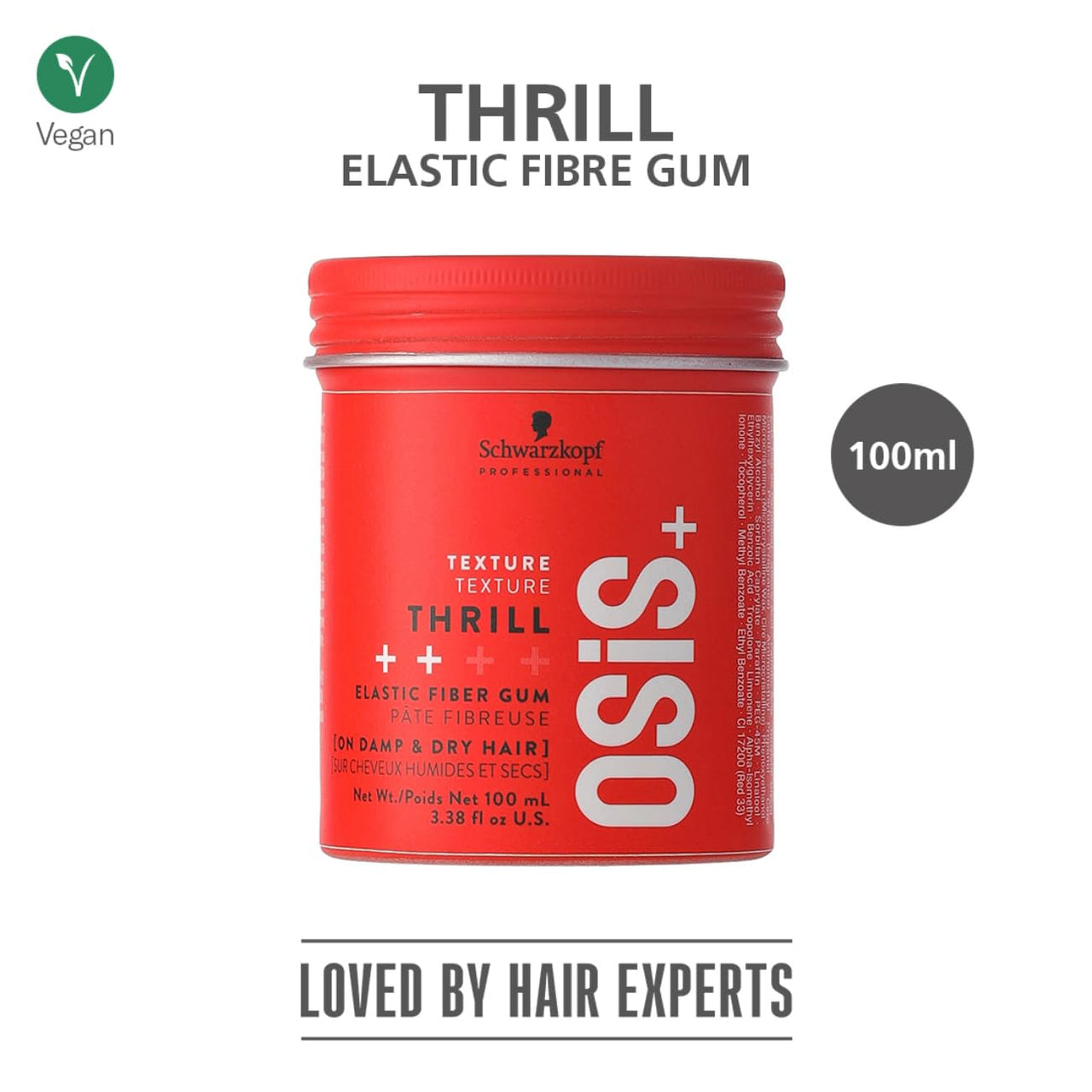 Schwarzkopf Professional Osis+ Thrill Elastic Clay Hair Styling Fibre Gum I Enhances Defination And Shine I Easy To Apply And Wash I Vegan | Tames Frizz And Fly Aways | 100 Ml