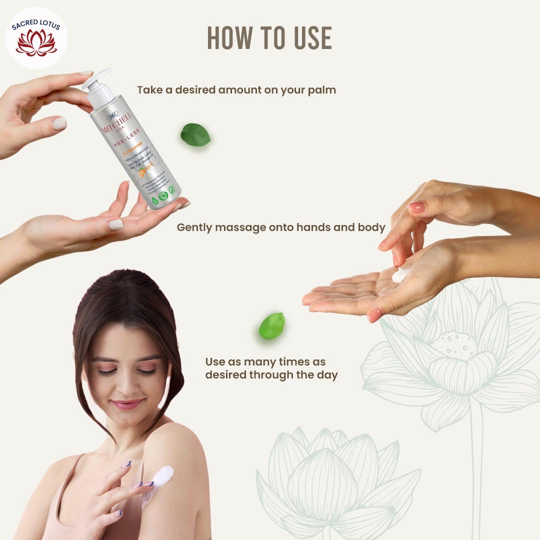 Mitchell USA Clementine Hand & Body Lotion for Intense Moisturizing| Vitamin C, Glycine, Glycerin for Smooth, Soft & Glowing Skin |For All Skin Types| Men and Women| 200ml