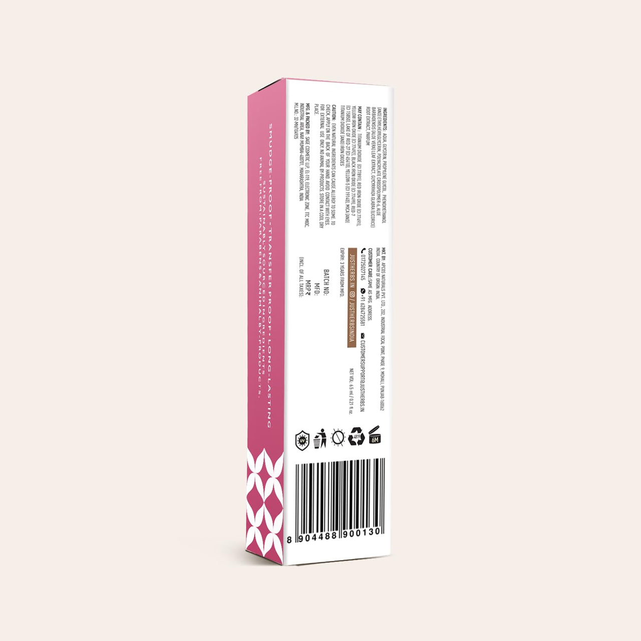 Just Herbs Water Baby Smudge & Transfer Proof | 12hrs Stay | Richly Pigmented Infused with Aloe Vera Multipurpose Water Tint for Lips, Cheeks and Eyelids for Women 6.5ml (Feeling Grape)