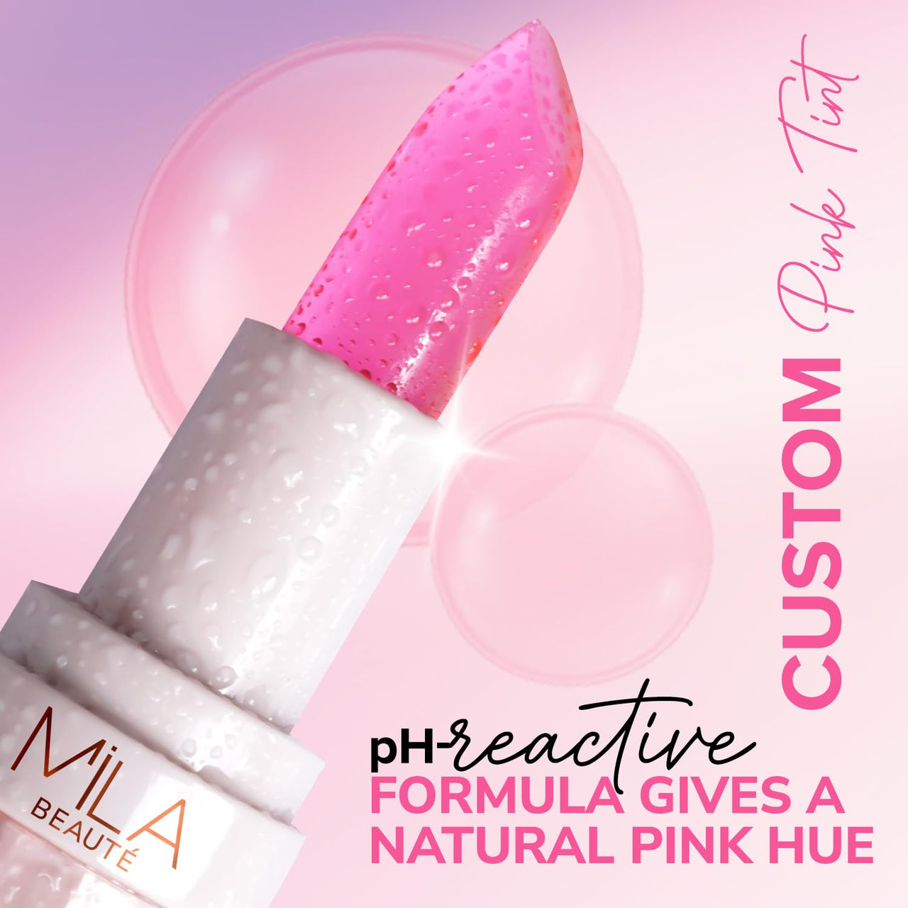 Mila Beauté Colour Switch pH Tinted Lip Balm | Hydrating Formula Enriched with Squalane & Rapeseed Oil I Brightens & Nourishes Dry | Pigmented Lips I Long Lasting Tinted Lip Balm for Soft Lips - (4.2g, Bubblegum)